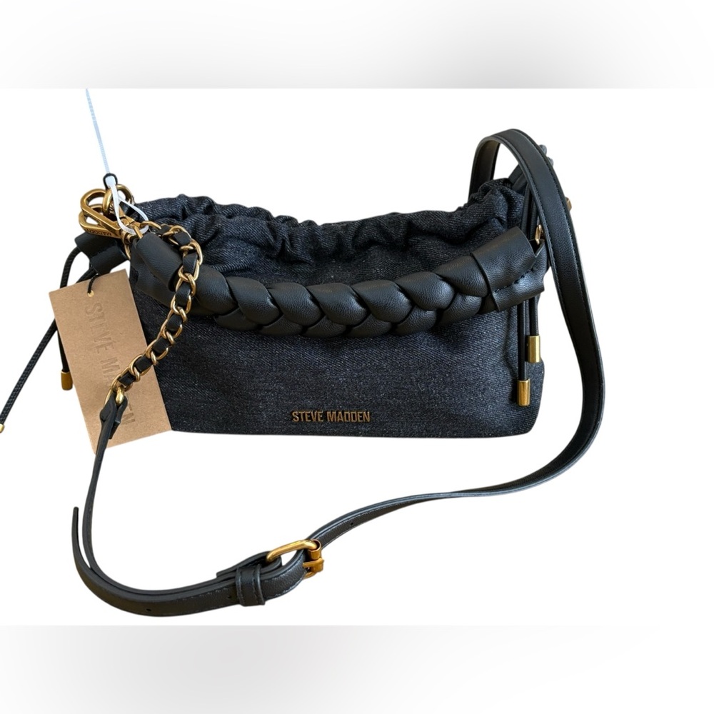 Steve Madden Black and Gold Braided Handbag - Picture 9 of 9